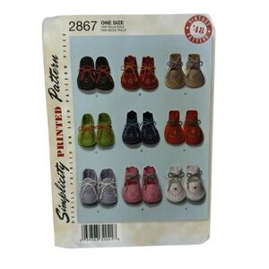 2867 Vintage Simplicity Sewing‎ Pattern Infant Boys Girls Baby Shoes Booties UC